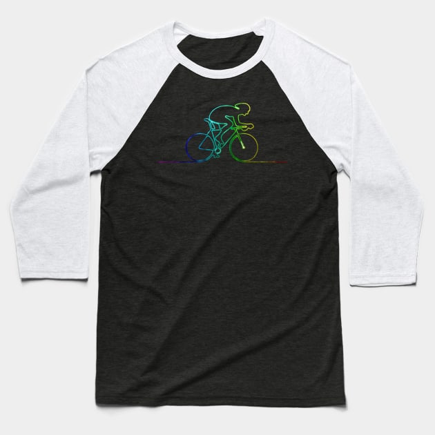 Cycling Rainbow Rider Baseball T-Shirt by inkstyl